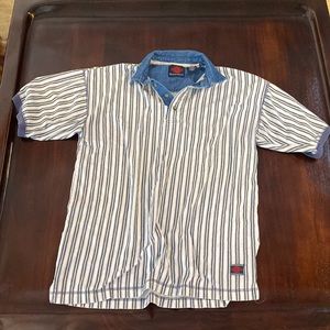 Vintage Santana collar shirt with denim accents